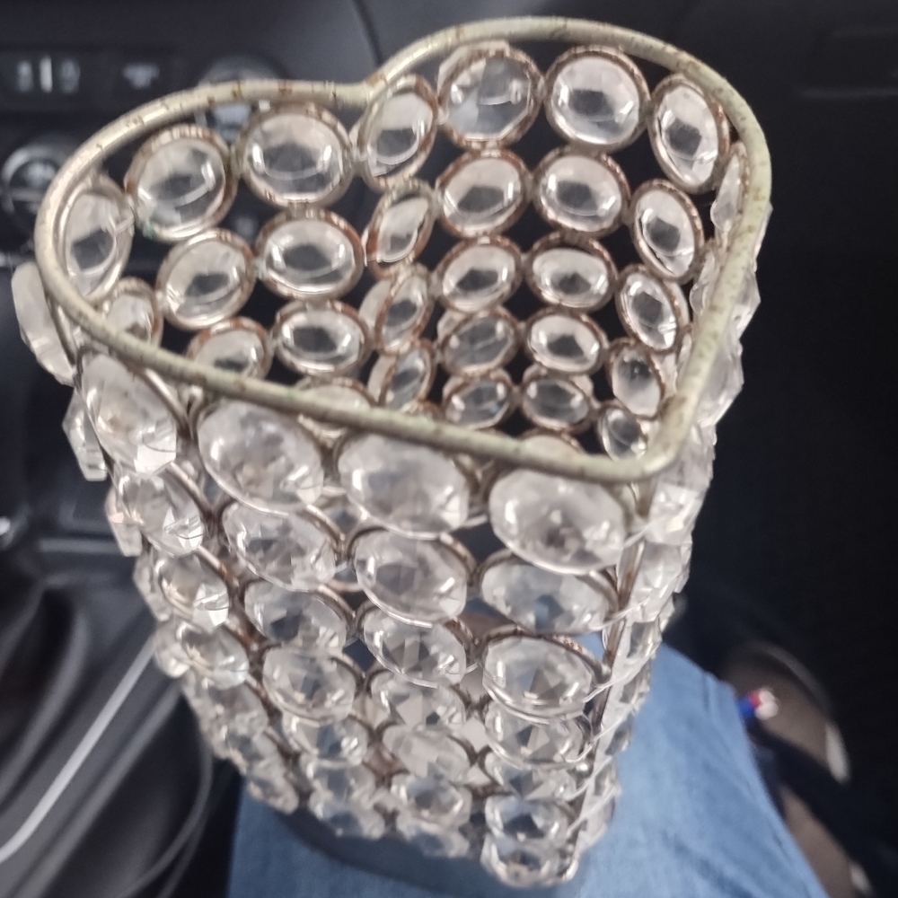 Crystal Heart-Shaped Candle Holder